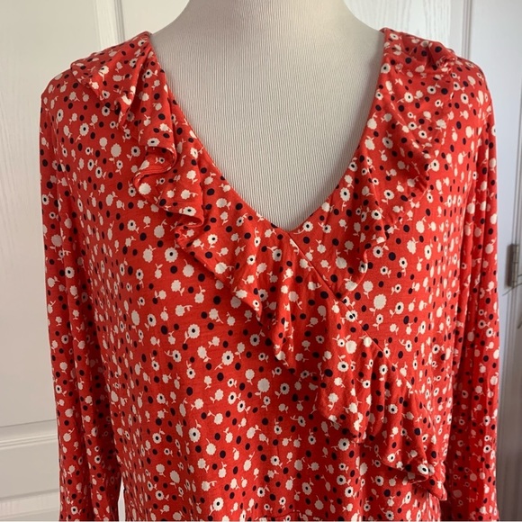 Boden Floral Print V-neck Red Dress - Picture 7 of 15
